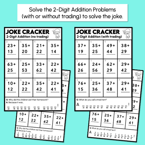 Resource preview 2 for Joke Code Cracker - 2-Digit & 3-Digit Addition - With & Without Trading - Addition Worksheets