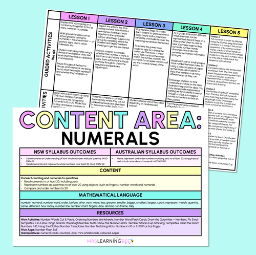 Resource preview 17 for Numerals - Kindergarten/Foundation Unit of Work