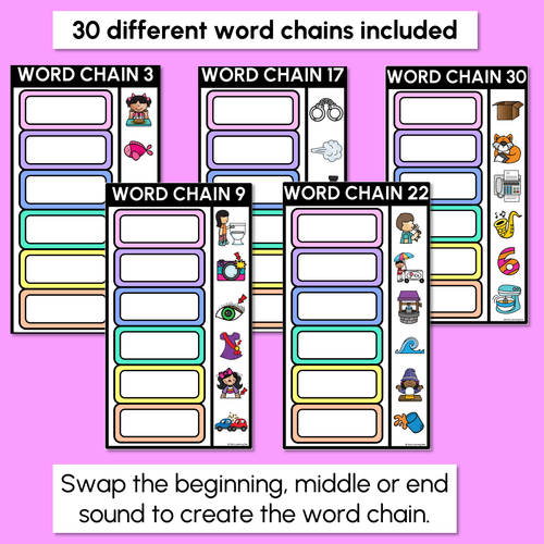 Resource preview 2 for Consonant Digraph Word Chains for Beginning, Middle & End Sounds