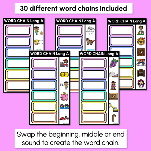 Resource preview 2 for Long Vowel A Word Chains for Beginning, Middle & End Sounds-Decodable Activities