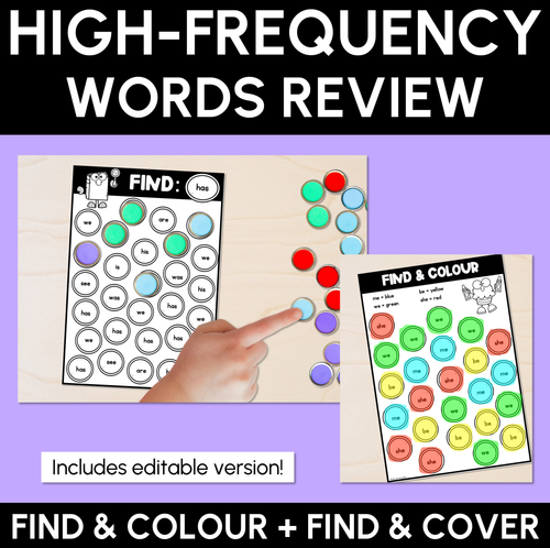 Resource preview 1 for High Frequency Word Worksheets - Find & Colour or Find & Cover