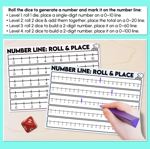 Resource preview 2 for Number Line Roll & Place - Representing Numbers on a Line