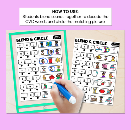 Resource preview 2 for Blend & Circle - Mixed CVC Words Blending Mats