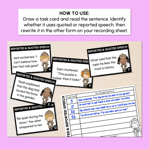 Resource preview 2 for Quoted & Reported Speech - Detective Task Cards