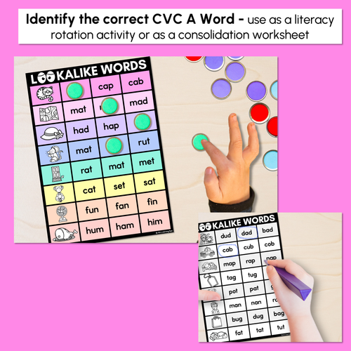 Resource preview 2 for LOOKALIKE WORDS with CVC Words - Short A CVC Words - Task Cards & Printables