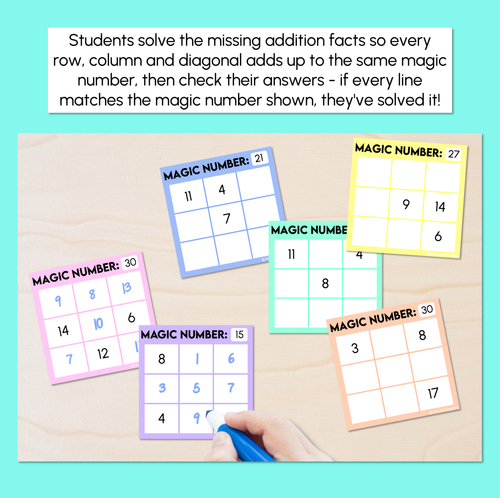 Resource preview 2 for Magic Squares - Addition to 30 - Task Cards