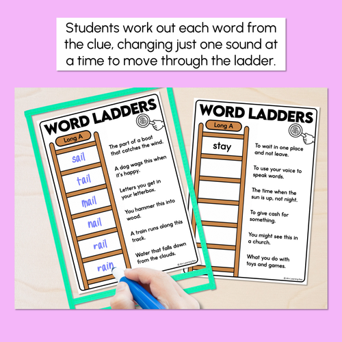 Resource preview 2 for Word Ladders - Find the Clue - Long Vowel A Words