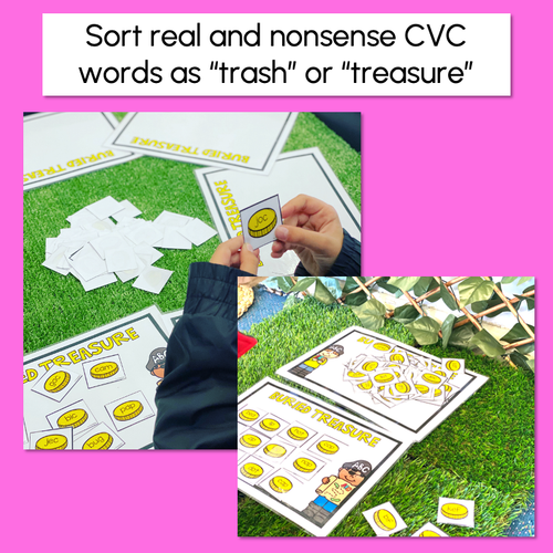 Resource preview 2 for Real and Nonsense CVC Words Phonics Game- Buried Treasure