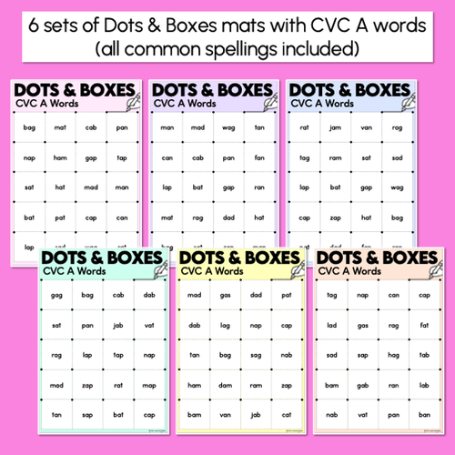 Resource preview 2 for Dots and Boxes Phonics Game - CVC A Words