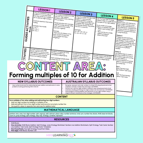 Forming multiples of 10 for ADDITION - Grade 1 & 2 Program