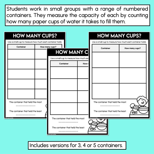 Resource preview 2 for How Many Cups? Capacity Recording Templates