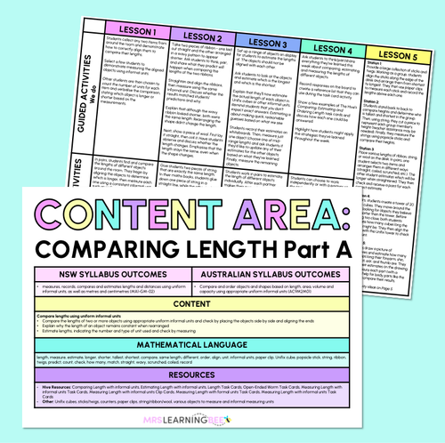 Resource preview 10 for Comparing Length Part A - Grade 1 & 2 Unit of Work