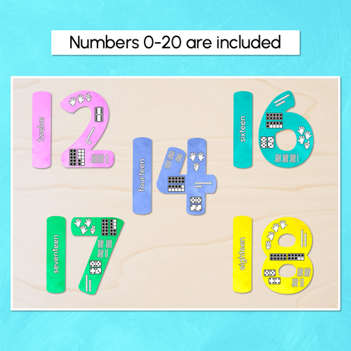 Resource preview 3 for Numbers 0-20 Display with ten frames, base ten blocks, tallies & fingers - The Kutopia Collection