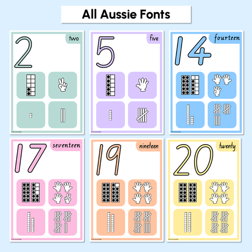 Resource preview 3 for NUMBER POSTERS 1-30 with ten frames, base ten blocks, tallies & fingers - The Brentos Collection