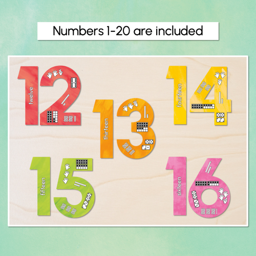 Resource preview 3 for Numbers 1-20 Display with ten frames, base ten blocks, tallies & fingers - The Tutti Frutti Collection - Colourful Classroom Decor