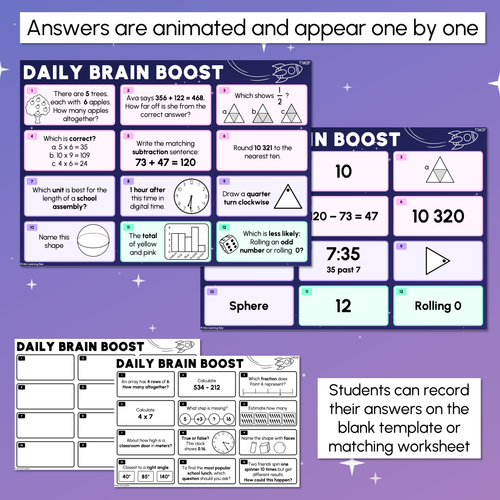 Resource preview 3 for Year 3 Maths Review - Daily Brain Boosts - Set 1