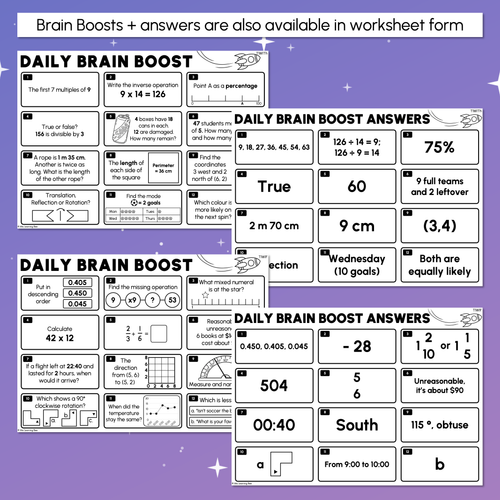 Resource preview 5 for Year 5 Maths Review - Daily Brain Boosts - Sample Set