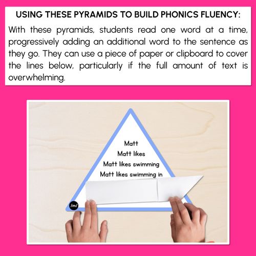 Resource preview 3 for CONSONANT PHONEME M WORDS - Decodable Sentence Pyramids - Phonics Fluency
