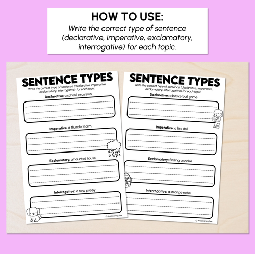 Resource preview 2 for Sentence Types Sentence Printables