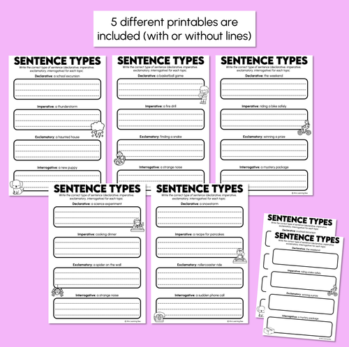 Resource preview 3 for Sentence Types Sentence Printables