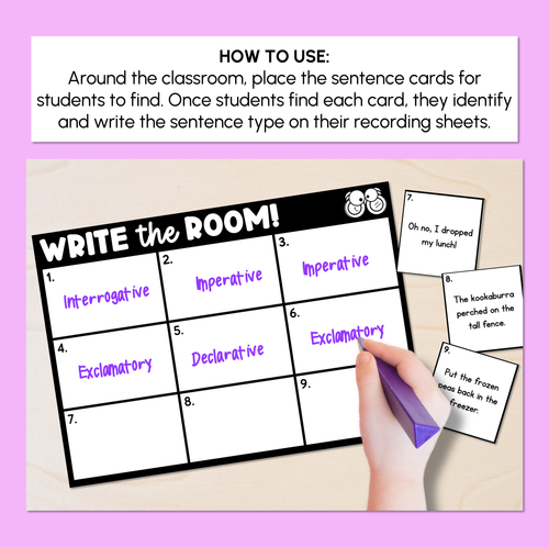 Resource preview 2 for Write the Room - Sentence Types