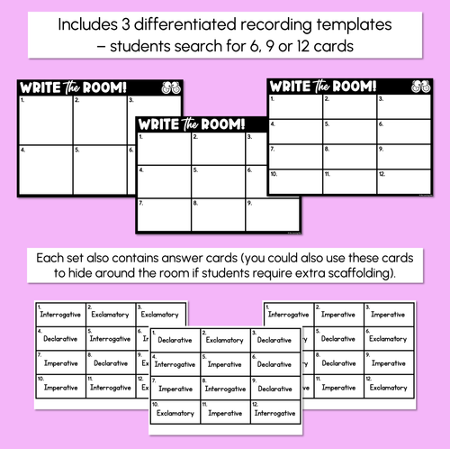 Resource preview 3 for Write the Room - Sentence Types