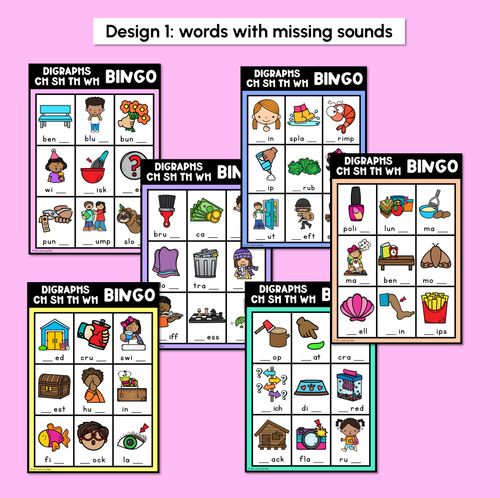 Resource preview 2 for CH, SH, TH, WH SOUND BINGO - Consonant Digraphs Game
