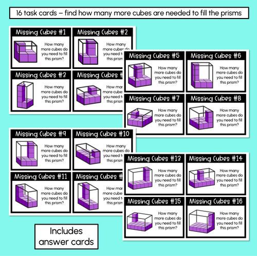 Resource preview 2 for Volume Task Cards – Missing Cubes: Level 1