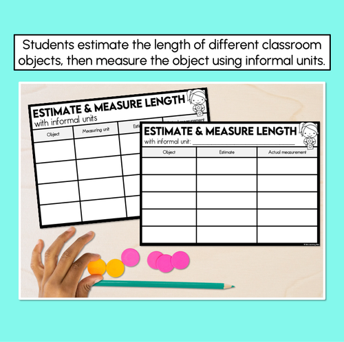 Resource preview 2 for Estimating & Measuring Length with Informal Units - Printables