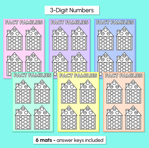 Resource preview 4 for Fact Families - Addition & Subtraction Mats - 2-Digit & 3-Digit Numbers