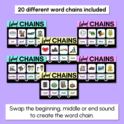 Resource preview 2 for Long Vowel O Word Chains for Beginning, Middle & End Sounds - Decodable PowerPoint