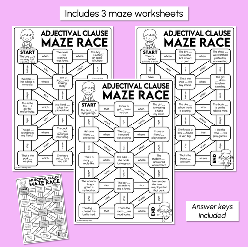 Resource preview 3 for Adjectival Clause Maze Race
