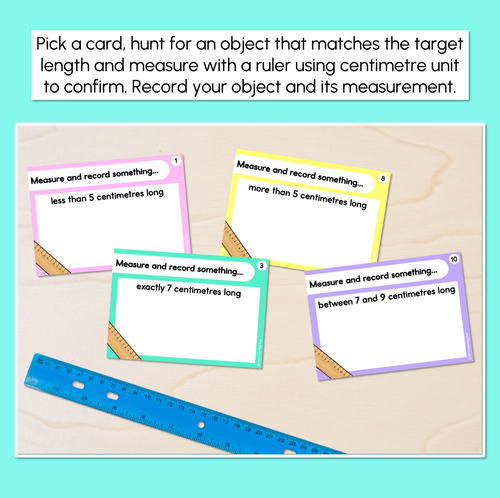 Resource preview 2 for Measuring Length with Formal Units (Centimetre) - Scavenger Hunt Task Cards