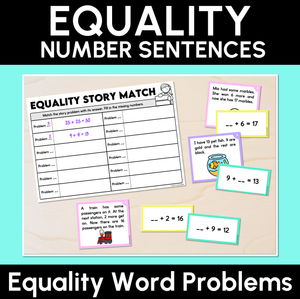Equality Word Problems - Story Match Task Cards
