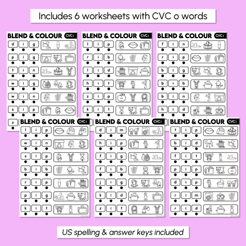 Resource preview 3 for Blend & Colour - CVC I Words Blending Worksheets