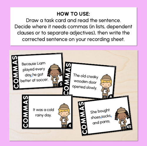 Resource preview 2 for Commas - Detective Task Cards