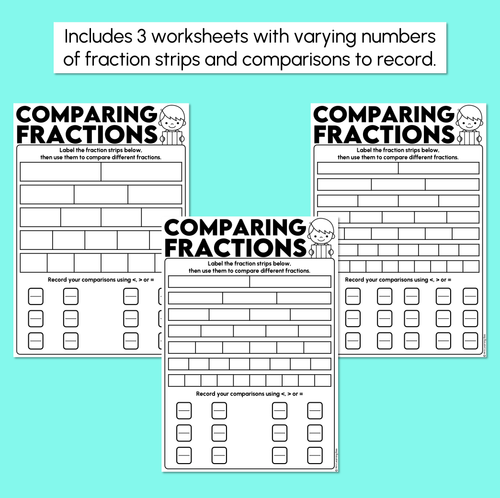 Resource preview 3 for Comparing Fractions - Greater Than, Less Than or Equal Templates
