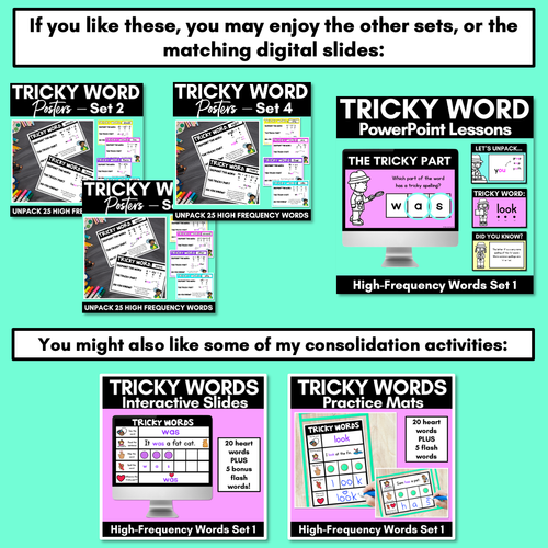 Resource preview 5 for High Frequency Heart Word Posters SET 1 - WORDS WITH TRICKY SPELLINGS