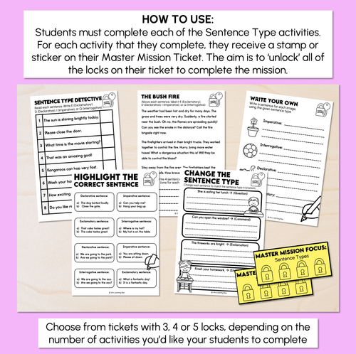 Resource preview 2 for Sentence Types - Master Mission Activity