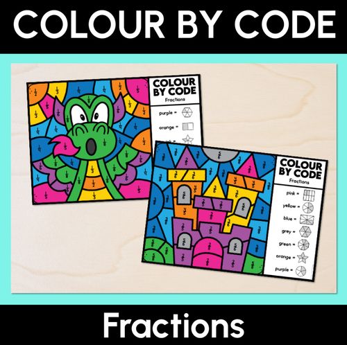 Resource preview 1 for Colour by Code - Fractions - Fantasy Theme