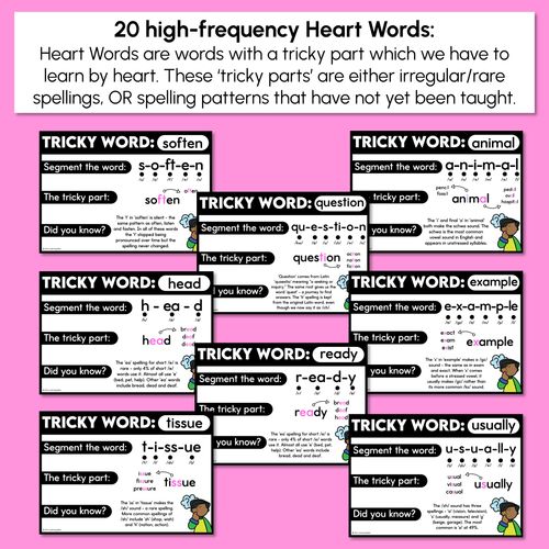 Resource preview 3 for High Frequency Heart Word Posters SET 8 - WORDS WITH TRICKY SPELLINGS