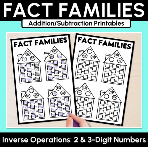 Resource preview 1 for Fact Families - Addition & Subtraction Printables - 2-Digit & 3-Digit Numbers