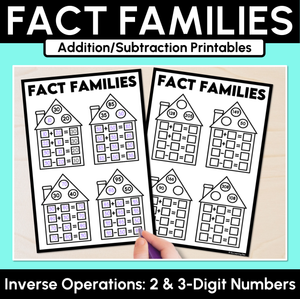 Fact Families - Addition & Subtraction Printables - 2-Digit & 3-Digit Numbers
