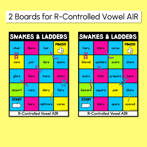 Resource preview 2 for Phonics Game for R-Controlled AIR Words - Snakes & Ladders