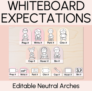  Whiteboard Expectations - Editable Neutral Arches - Instructional Signs