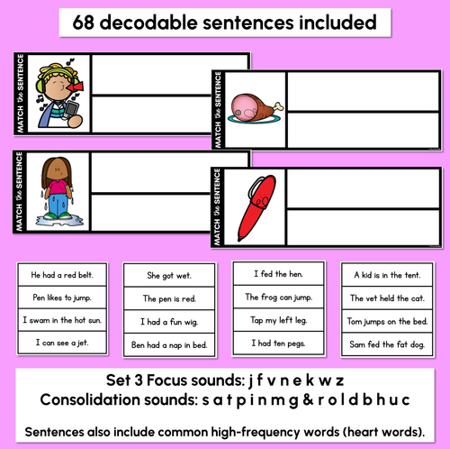 Resource preview 2 for CVC Word Decodable Sentences - Read, Match & Write Set 3 - CVC Words