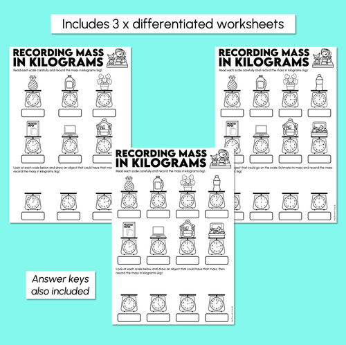Resource preview 3 for Recording Mass in Kilograms Worksheets