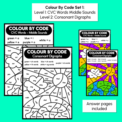 Resource preview 2 for Colour By Code Earth Day Themed - CVC, Consonant Digraphs, Long Vowels, R-Controlled Vowels