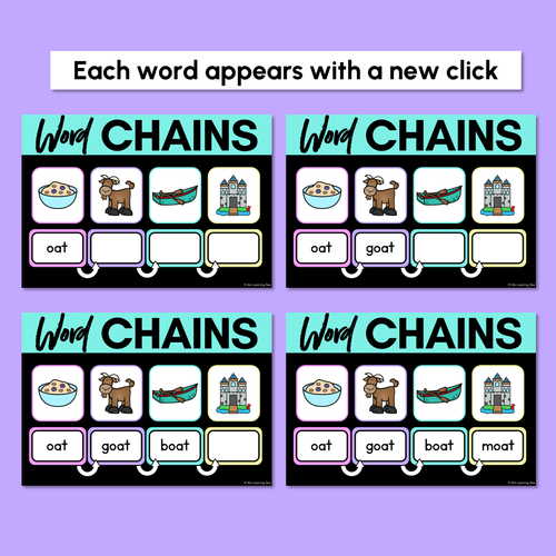 Resource preview 3 for Long Vowel O Word Chains for Beginning, Middle & End Sounds - Decodable PowerPoint