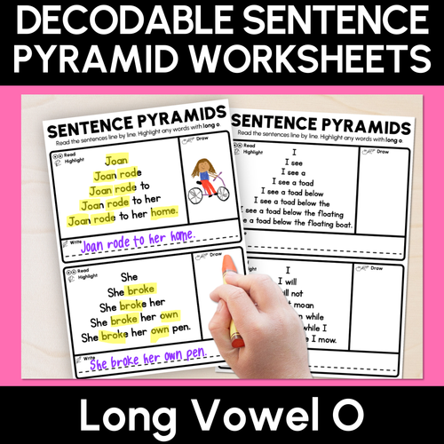 Resource preview 1 for Decodable Sentence Pyramid Worksheets - Long Vowel O